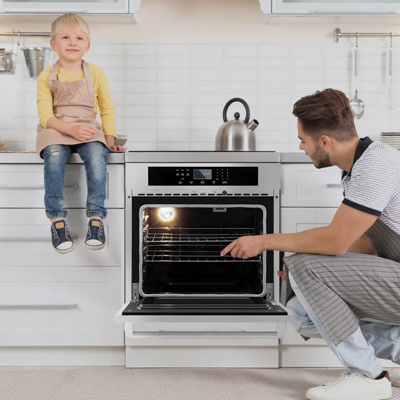 Empava 30" 5 cu. ft. Electric Single Oven Black and Silver Self Cleaning