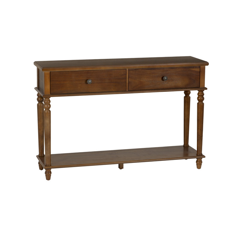 Birkley 48” 2-Drawer Console Table With Display Shelf, Brown