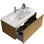 Meuble-lavabo flottant mural de 36 pouces, chêne naturel, lavabo blanc brillant, quincaillerie, tiroir spacieux, stratification en chêne, drainage par rainure en forme de U, raccord de forme