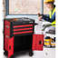Coffre à outils à roulettes noir et rouge 28 po à 3 tiroirs avec roulettes pour rangement de garage en doublure d'acier