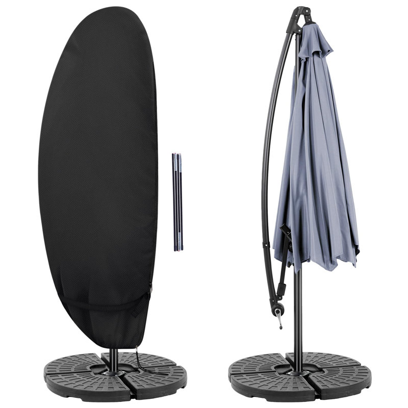 Housse imperméable pour parasol d'extérieur imperméable, convient aux parasols en porte-à-faux de 7,5 à 11,5 pi, paquet de 1, (noir)