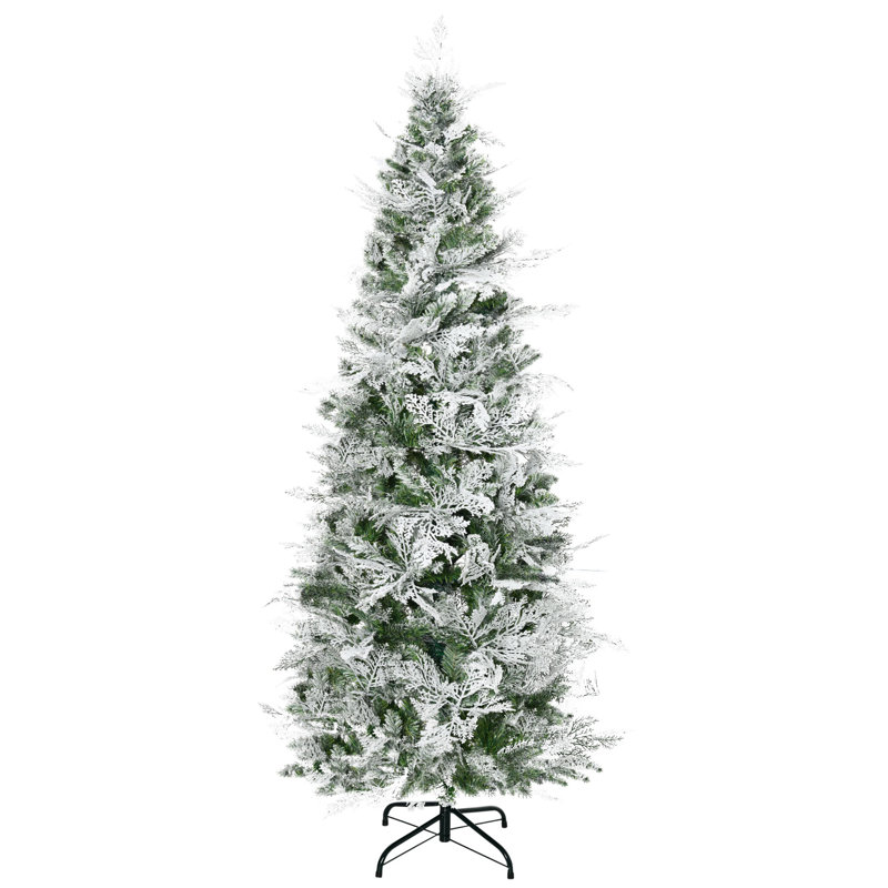 Flocked Pencil Artificial Christmas Tree with Realistic Branch Tips