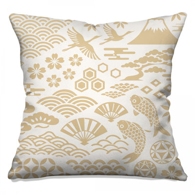 Japanese Cultural Symbols Double Sided Throw Pillows