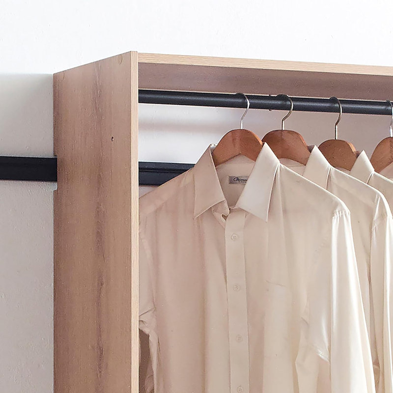  Oak Wall Mounted Walk In Wood Closet Organizer with Modular Drawer Storage, Oak Wood