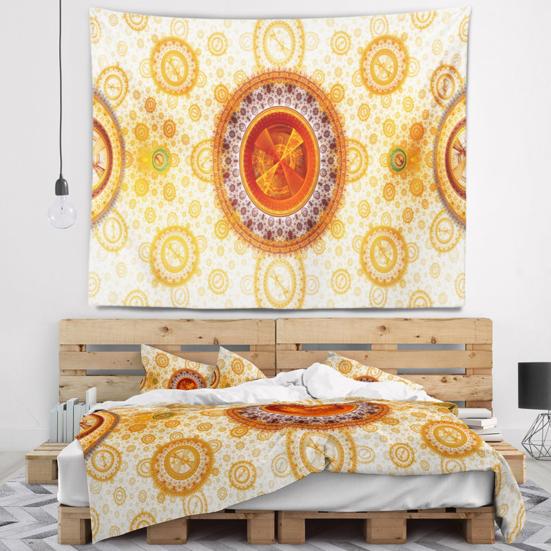 Tapisserie psychédélique relaxing abstract jaune relaxing, H 68 po x l 80 po