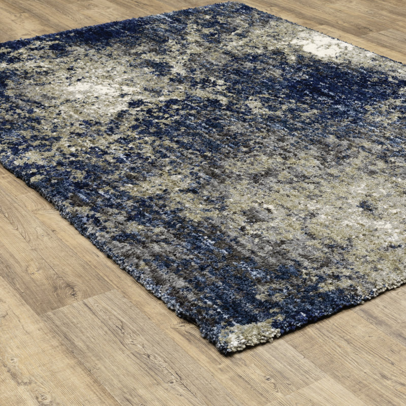 Tapis abstrait bleu / gris Sven, Rectangle 5 pi 3 po x 7 pi 6 po