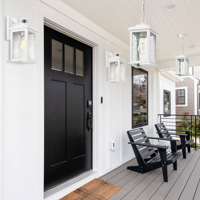 Adjustable White Outdoor Hanging Lantern, White