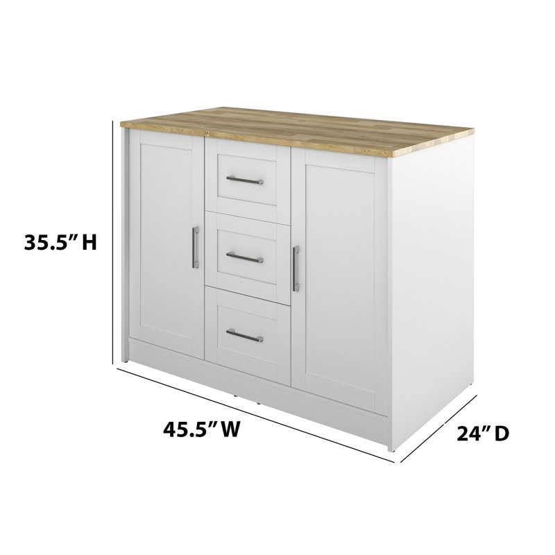 Allycia 45.5 " W Kitchen Island, Brilliant White