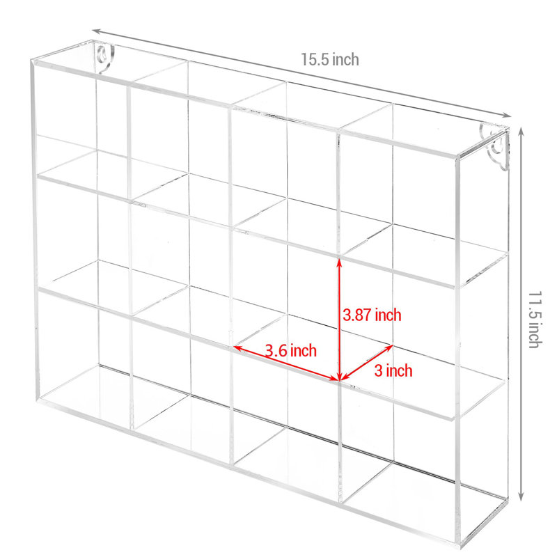 Calianna Acrylic 12 Compartments Shelf with 3" H Mini Cube