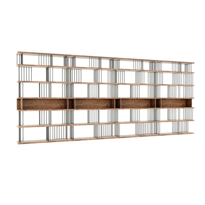 Extra Large Industrial Bookcase — 188.98" Wide Open Display Shelving Unit With Mdf Shelves & Steel Frame