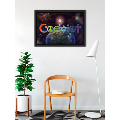 CoExist - Affiche d'art mondiale encadrée - 24 x 36 po - Cadre en bois d'ingénierie avec plexiglas