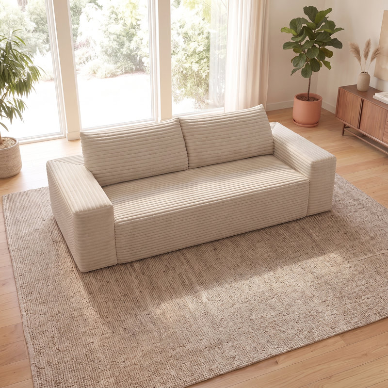 Canapé ergonomique confortable 71 po sans assemblage pour salon, chambre à coucher et appartement, Blanc