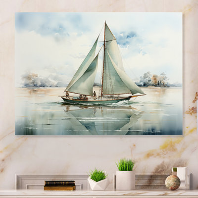 Mininmalism Sailing Boat Solitude II - Boat Metal Wall Art Prints