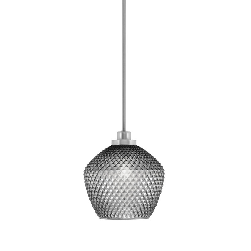 Mini-luminaire suspendu Scituate en nickel brossé, verre fumé 9 po, Clair, Nickel brossé