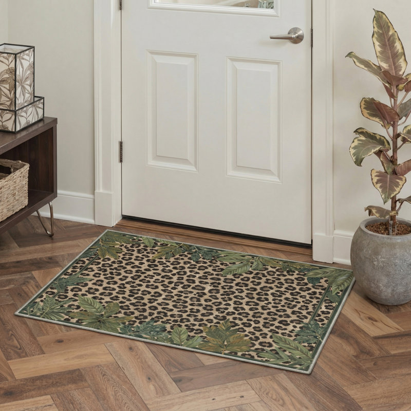 Tapis léopard lavable à la machine Alissa