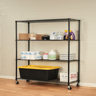 Iron Horse Wire Shelving Unit, 5 Shelf, 18D x 48W x 72H, Black - Steel - Traditional