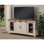 Meuble télé en bois massif avec rangement, pin blanc vieilli