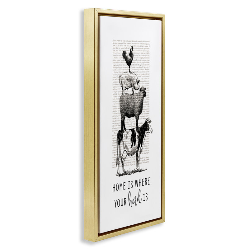«Where Your Herd Family Animals», art mural encadré sur toile flottante par lettré et doublé rwp-110, H 25 po x l 11 po