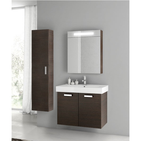 Cubical 27.5 " W Free Standing Wall Mounted Single Double With Ceramic Top with Mirror, Wenge