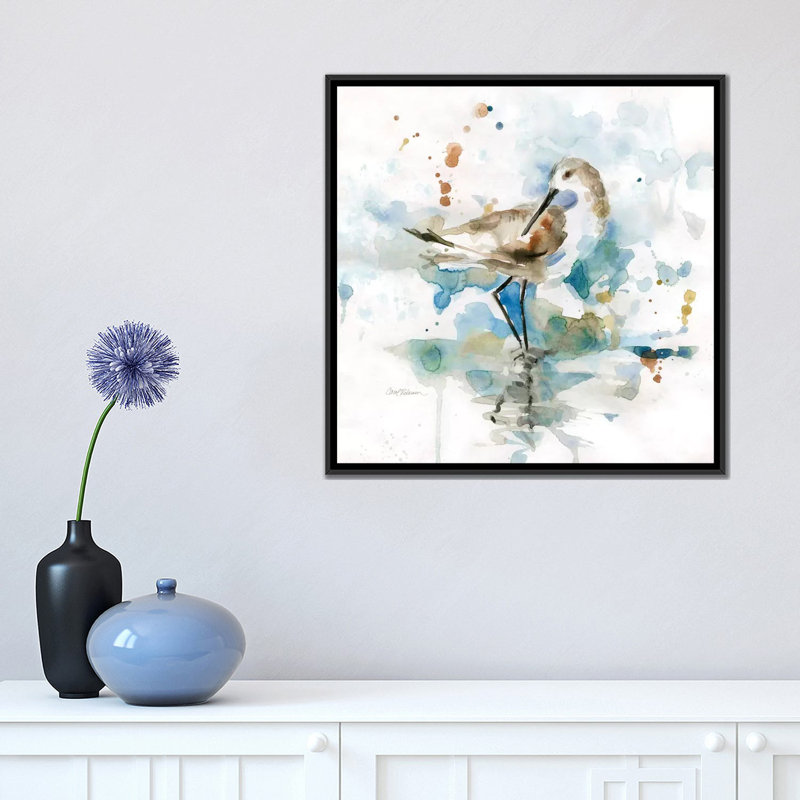 « palm beach piper », impression sur toile tendue, H 18 po x l 18 po x P 1,5 po, Pas de tapis, Toile avec cadre flottant noir