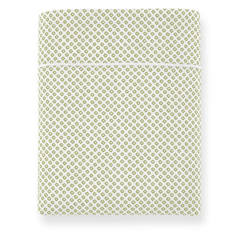 Queen Linen Diamond Print Cotton Sateen Flat Sheet