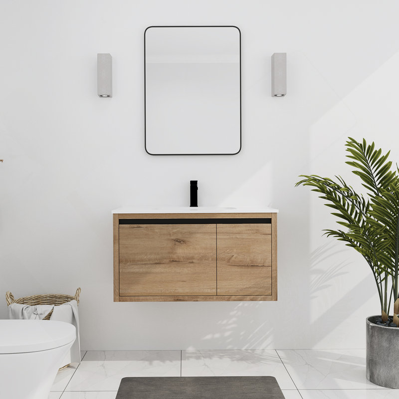 Meuble-lavabo mural avec lavabo en gel