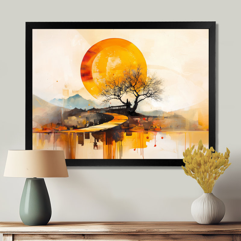 Impression sur toile, "Mystic Path Of Japanese Landscape III", H 12 po x l 20 po, Noir