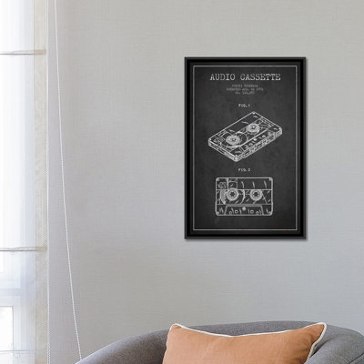 « fuyuki yonehara audio cassette brevet sketch », reproduction d’impression sur toile en gris