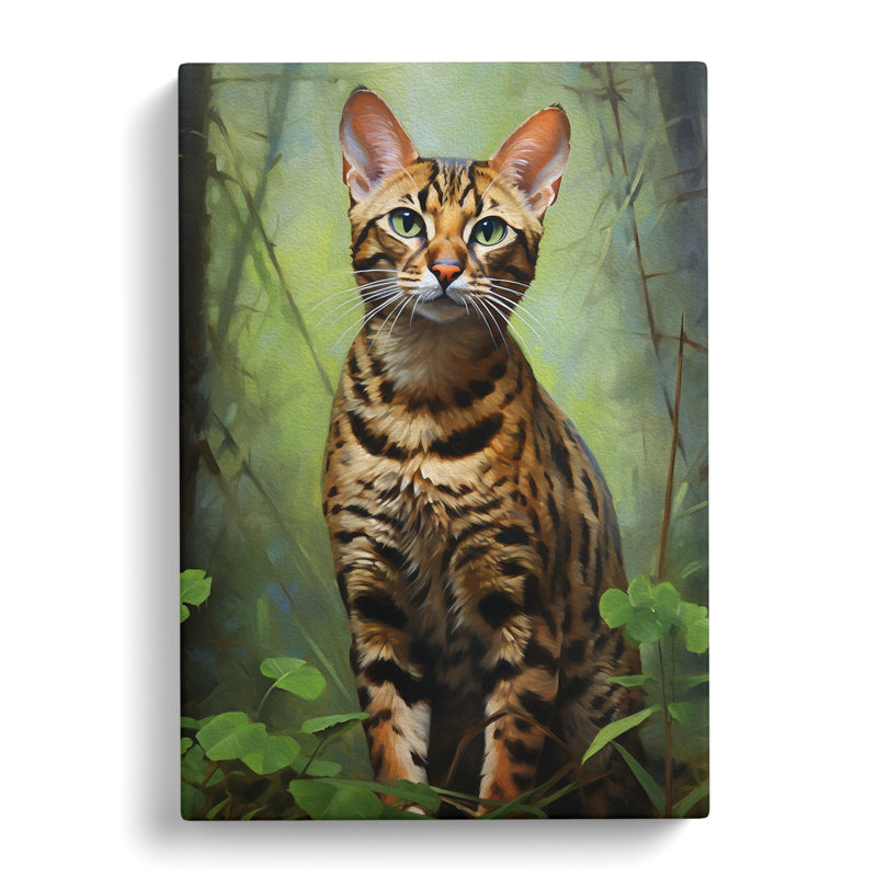 Bengal Cat Hard Edge Painting - Print, 50cm H x 35cm W x 3cm D