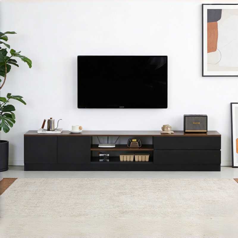 Meuble télé moderne, simple et créatif, Black/Nut Brown