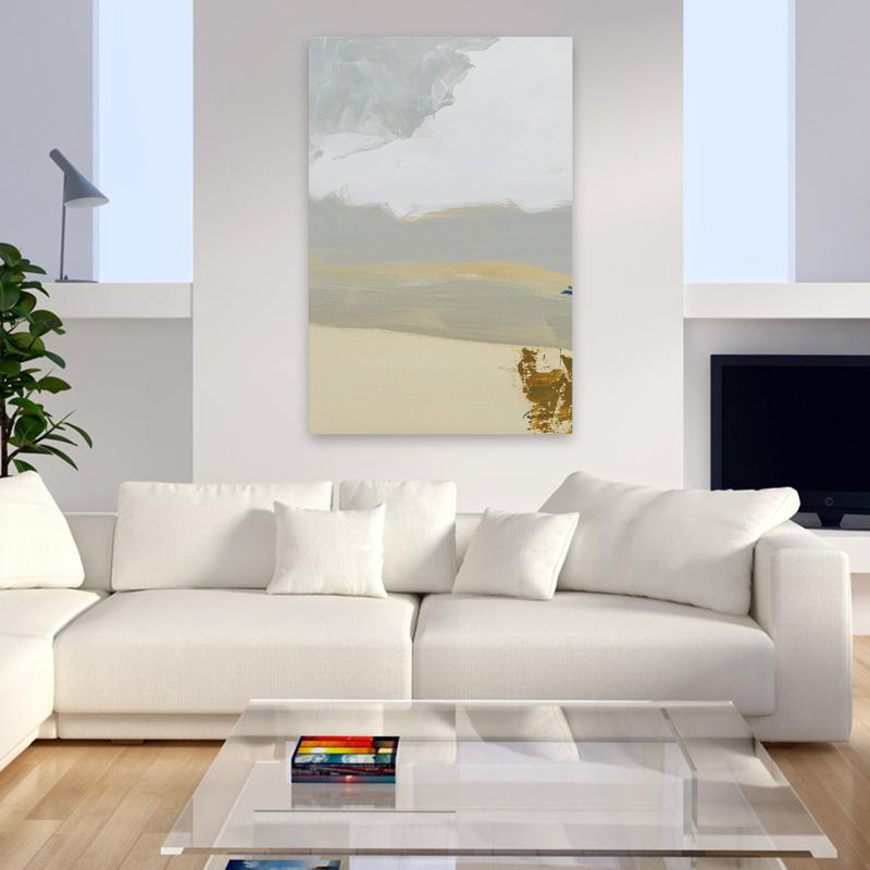 Sands II - Abstract Blue Brown Clouds, 48" H x 32" W