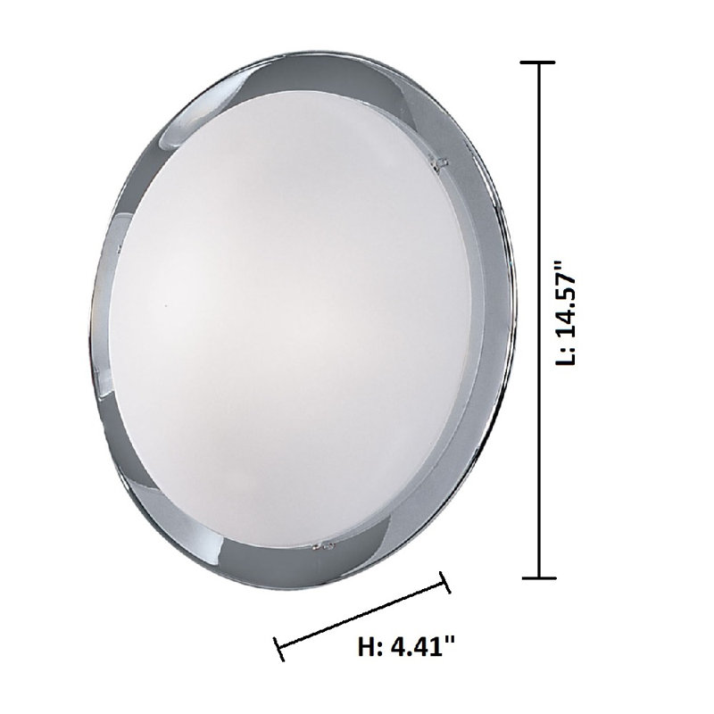 Plafonnier encastré 1 lumière Prue, H 4,38 po x l 14,57 po x P 14,57 po, Chrome