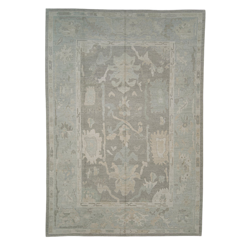 Tapis turc Oushak fait à la main 10 pi x 14 pi 3 po