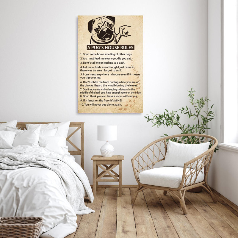 «Dessie A Pug's House Rules on Canvas», impression, H 20 po x l 16 po x P 1,25 po