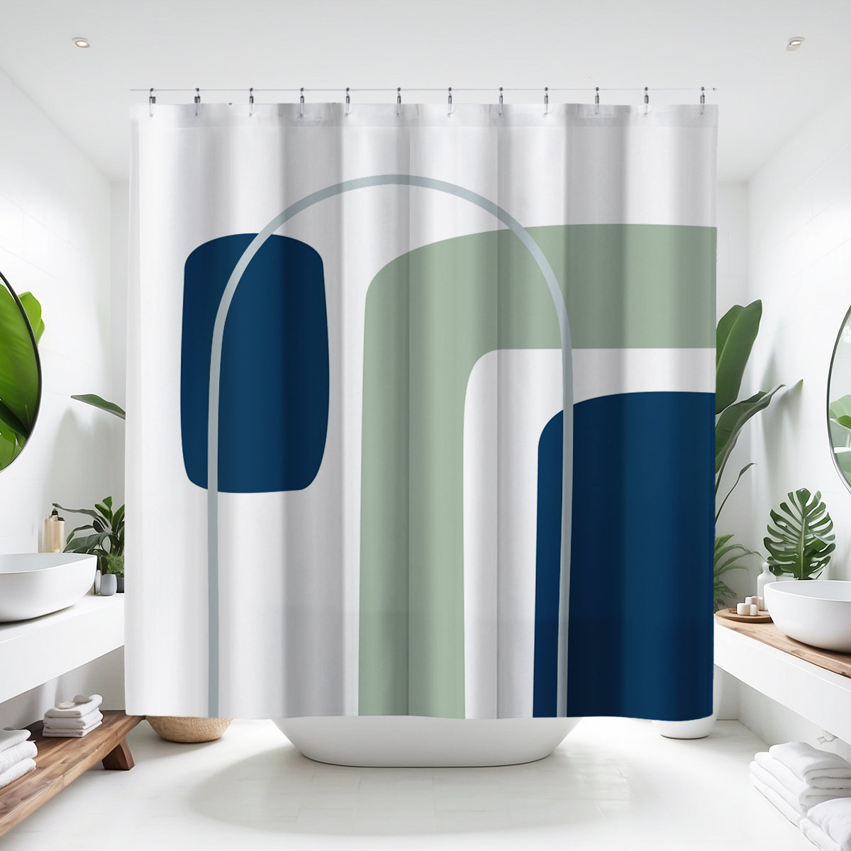 Hagan Polyester Shower Curtain, Moss