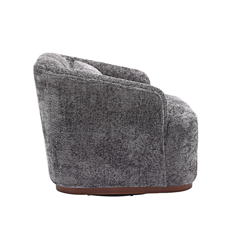 360 Degree Swivel Barrel Club Chair, Gray Chenille