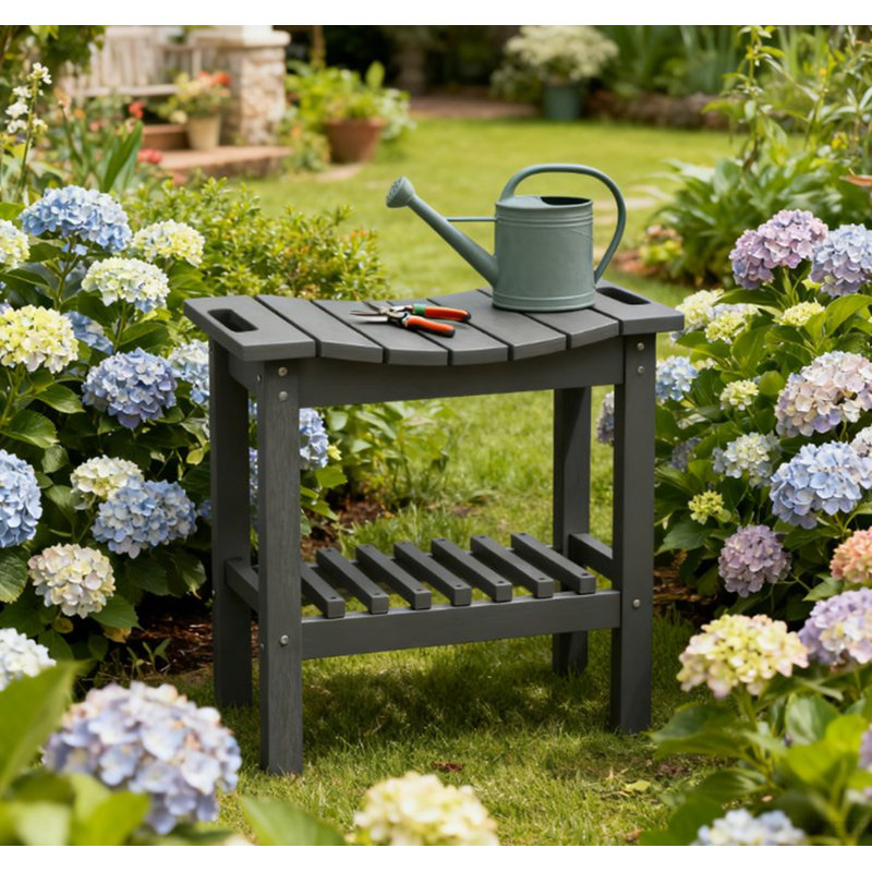 Non-Slip Pads Bench For Indoor Outdoor,Waterproof Shower Stool With Handle, Storage Shelf Bench, Dark Gray