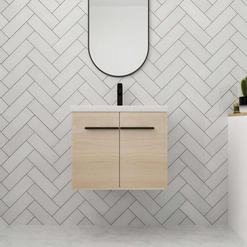 Meuble-lavabo de salle de bain flottant 24 po avec 2 portes à fermeture douce, 23"