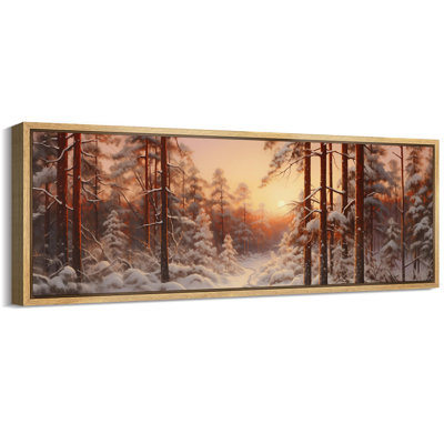 Winter " Snowyest At Dusk Vintage Inspired Stripes Antique Retro Multicolor Extra Large Wall Decor "