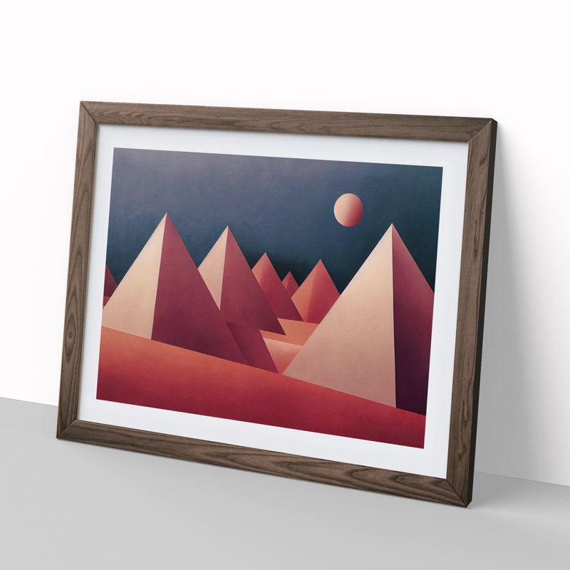 Lively Pyramids - Single Picture Frame Print, 46cm H x 64cm W x 2cm D, Walnut