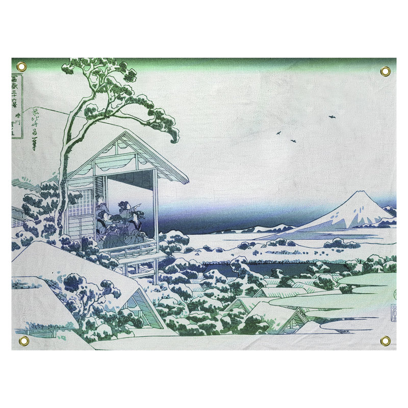 Tapisserie murale «Tea House at Koishikawa», H 37,5 po x l 27,5 po, Vert/mauve