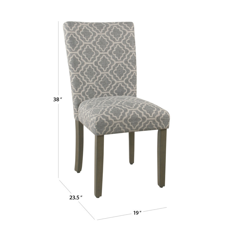 Chaise parsons rembourrée en velours Feldman, Treillis géométrique gris cendré