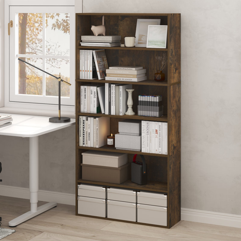 Furinno PASIR Book Shelf, 6-Tier Bookshelf, Bookcase with Open Storage Shelf, 9.4 x 31.5 x 63, for Home Office, Bedroom, Living Room, White