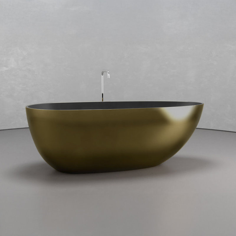 Baignoire ovale autoportante 62,8 po x 30,3 po  , Laiton / Noir