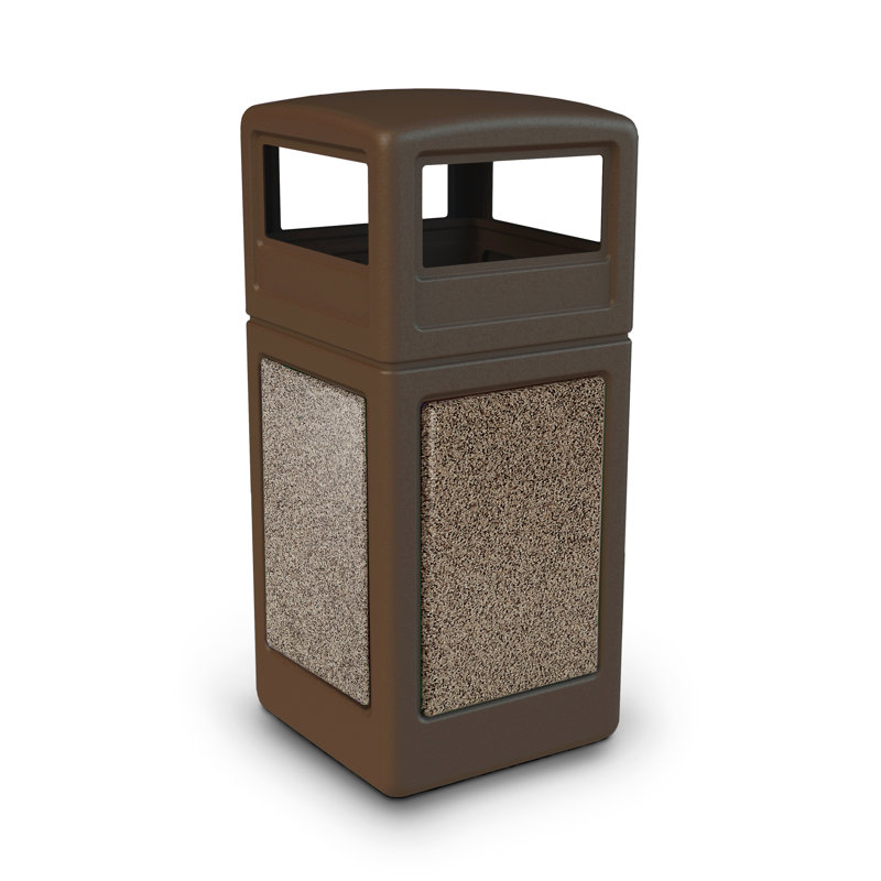 Poubelle® 42 gallons StoneTec, Brun avec bleu-gris