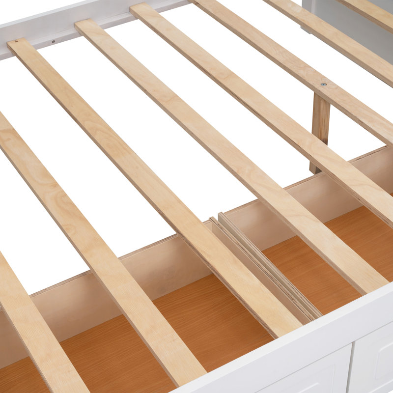 Brianca Kids Bunk Bed with Drawers, White, Full Over Full