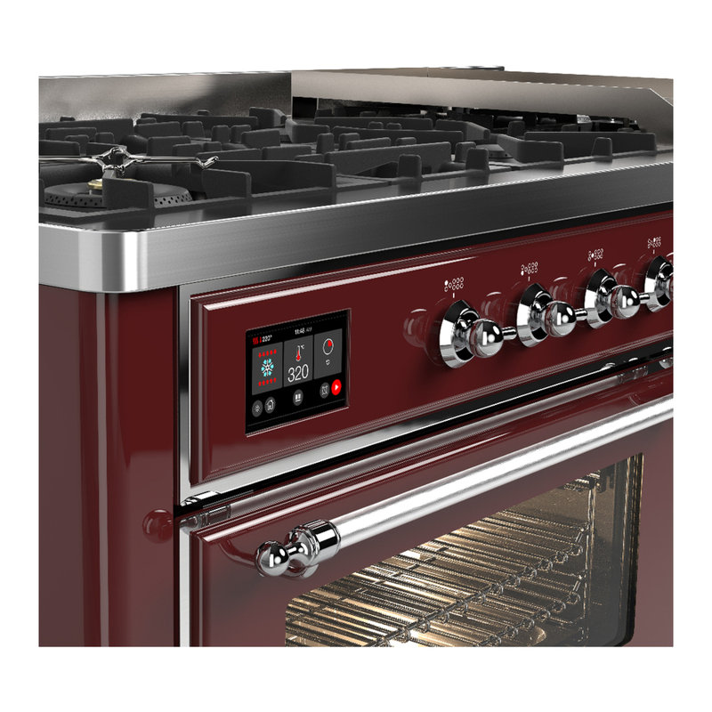 Majestic III Series 60 Inch Dual Fuel Range with 7 Sealed Burners, Griddle, in Blue Grey (Liquid Propane, Burnished Trim)