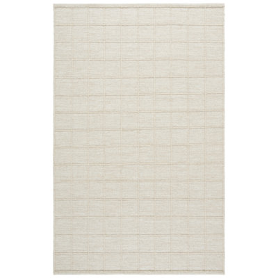 Beige Hand-Woven Geometric Wool Rug