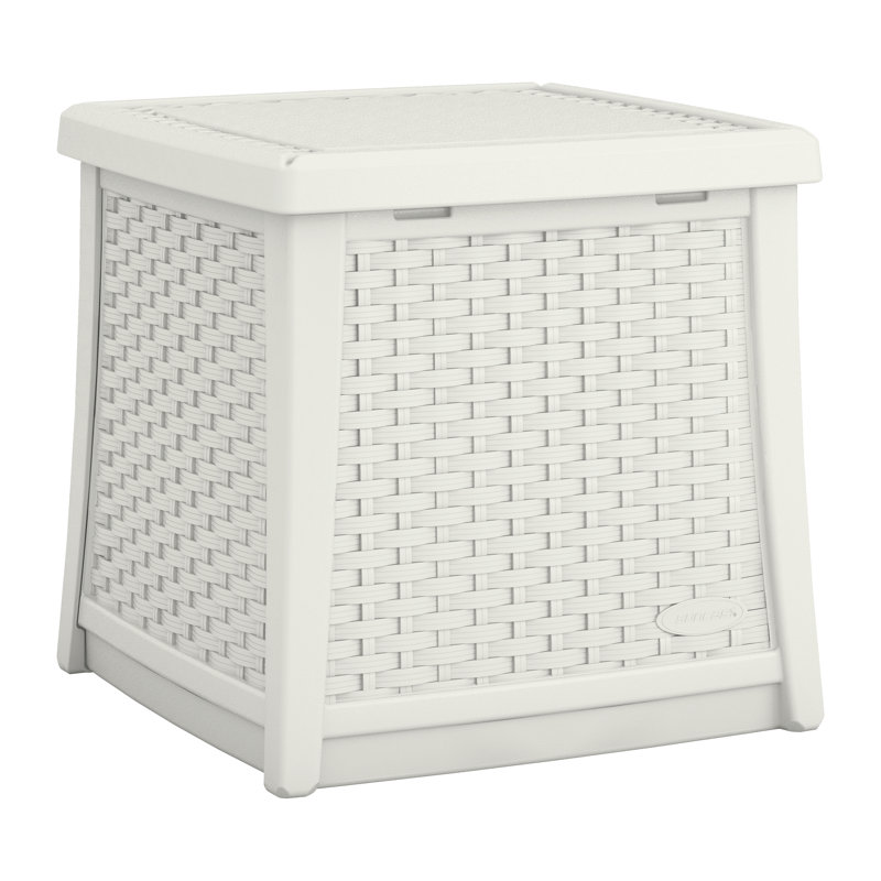 Table de bout en résine tressée avec rangement pour l'extérieur pour l'extérieur L 18,75 po x P 18,75 po Suncast, fabriquée aux États-Unis