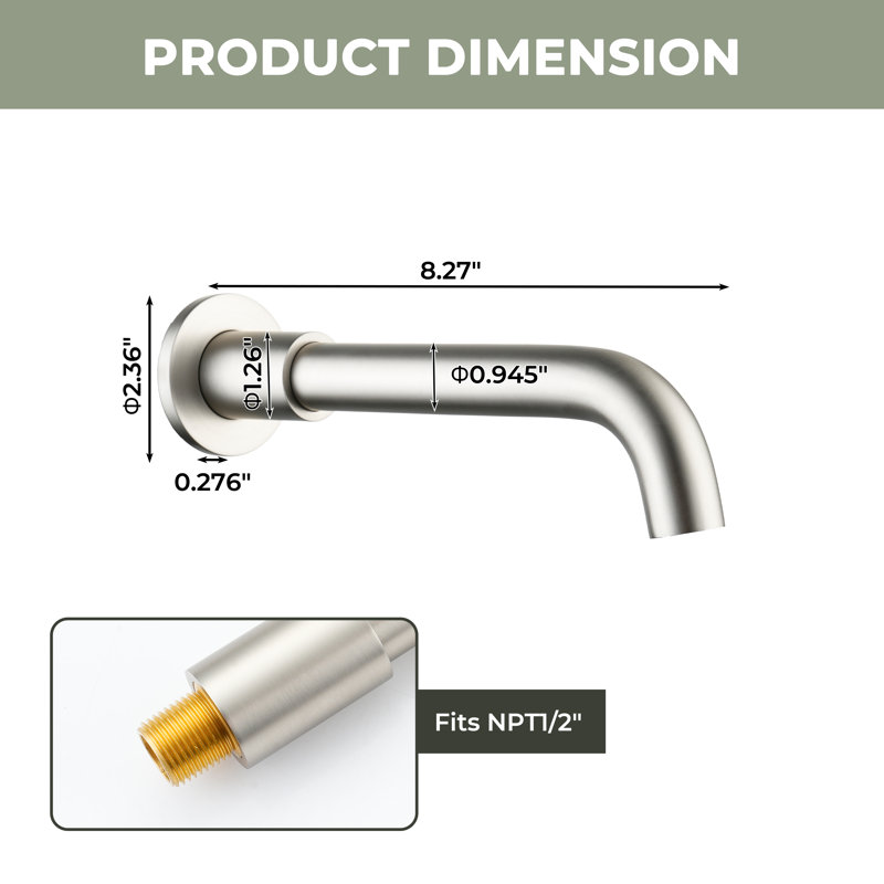 Bec de douche rond en laiton avec couvercle décoratif, Nickel brossé